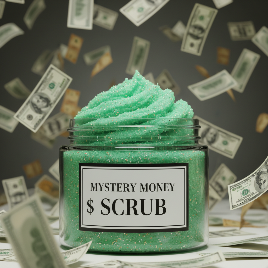 Mystery Money Green Scrub - Clear Jar